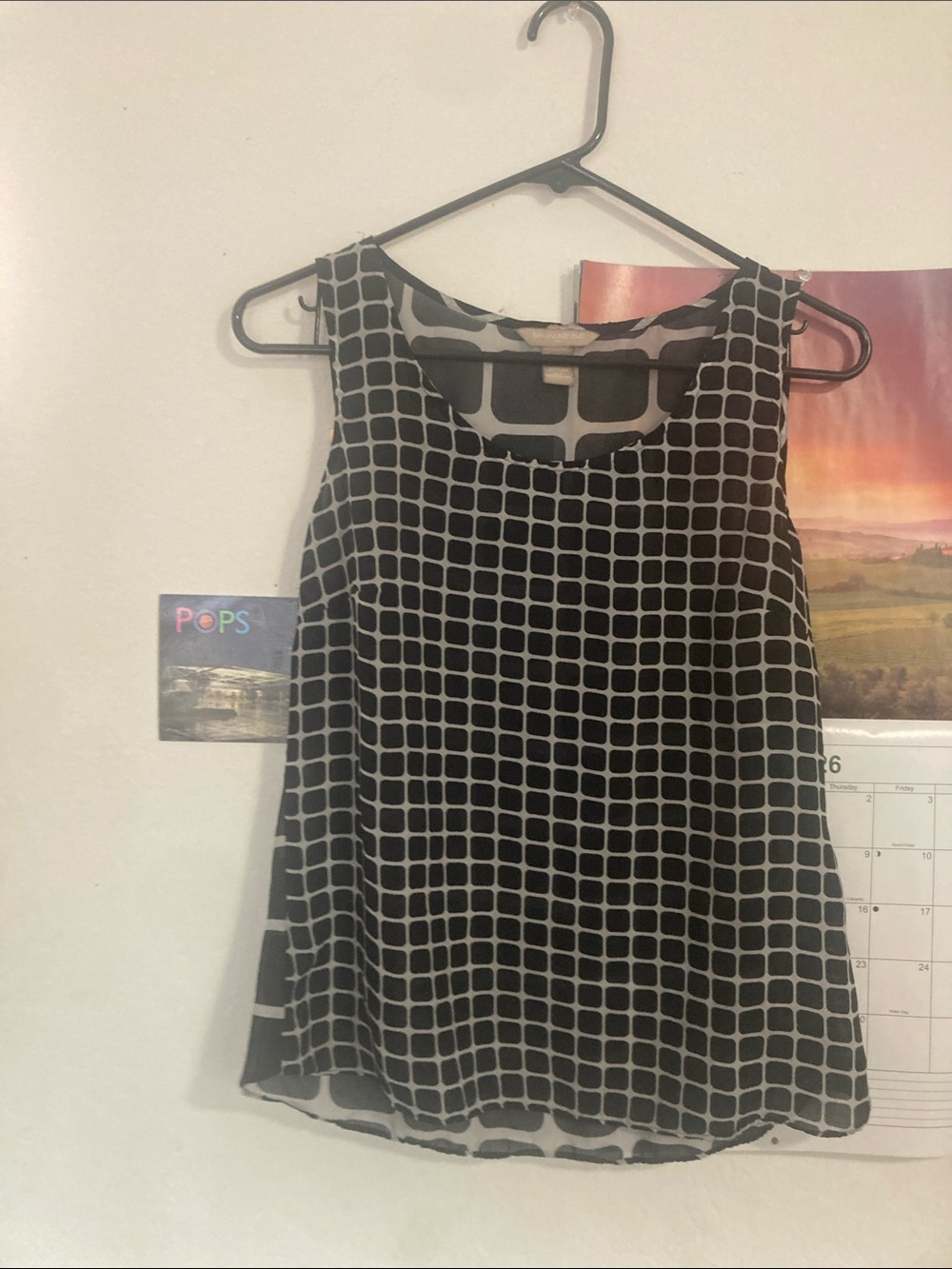 Banana Republic Black and White Grid Sleeveless Camisole